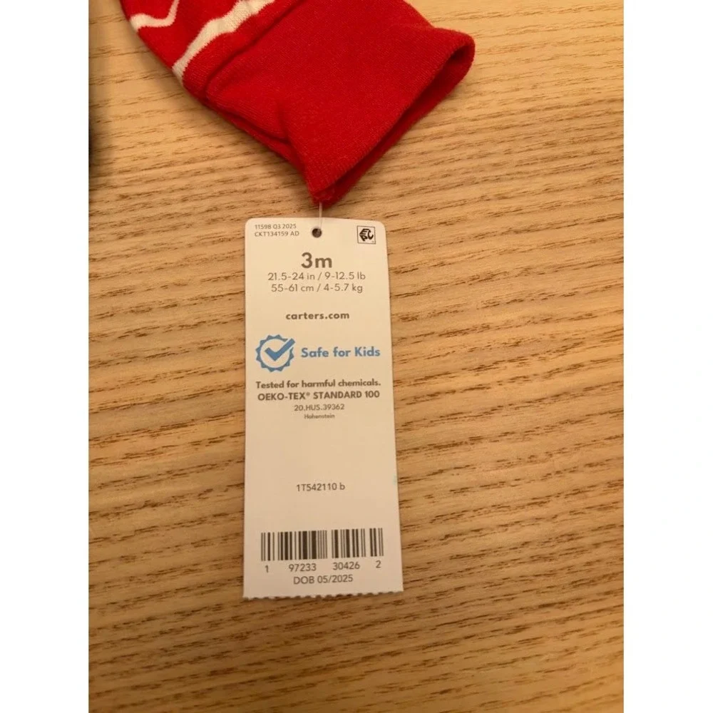 Carters Baby Boys 2 Piece Set Red Striped Bodysuit Navy Blue Sports Vest 3M